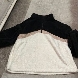 Color-Block Wool Quarter Zip